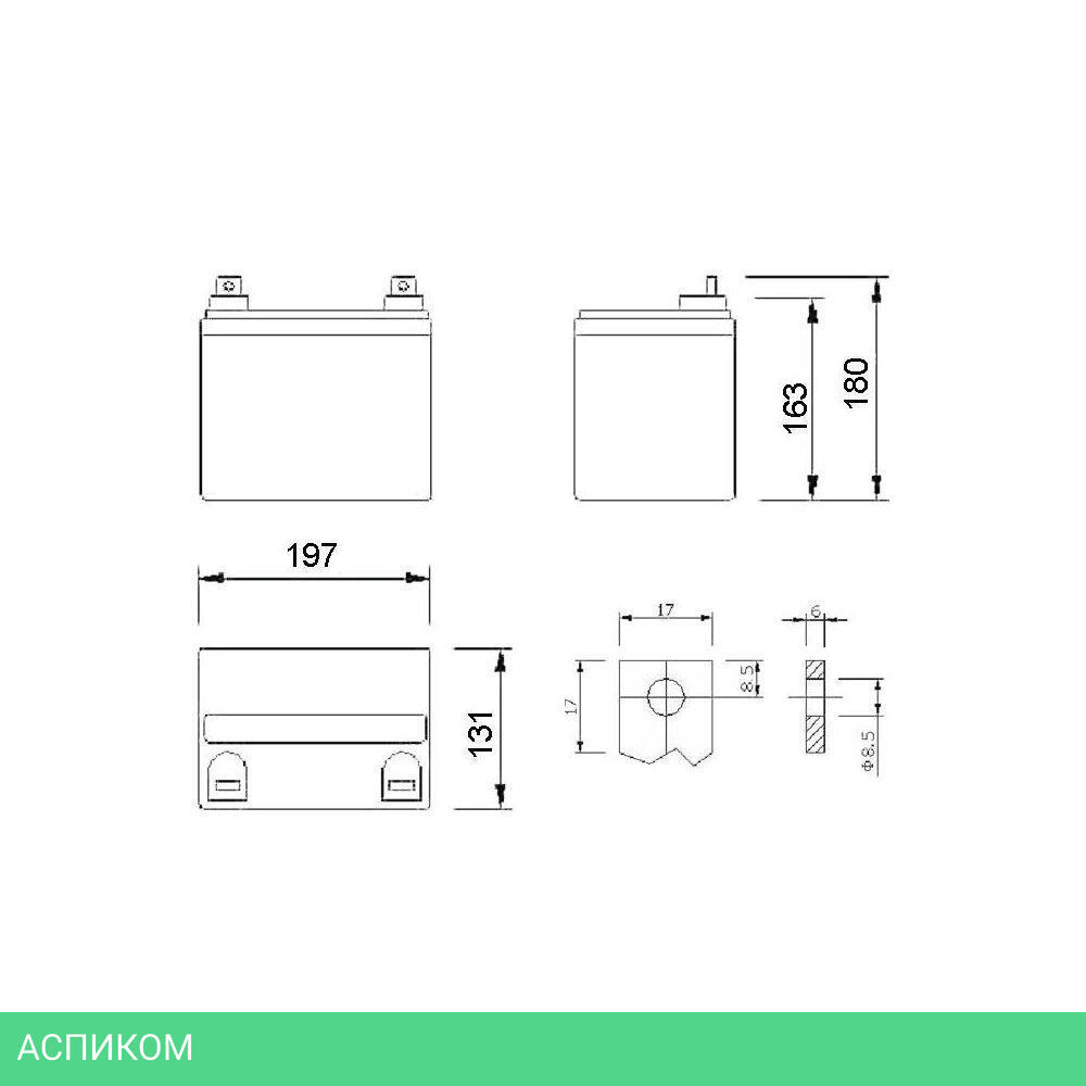 Аккумулятор для ИБП Delta 12V/33Ah (DT 1233)