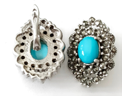 Серьги из серебра с пиритами и бирюзой