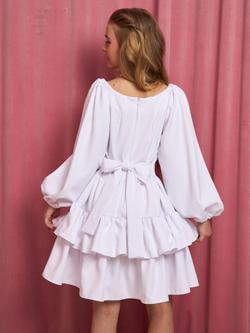 Платье праздничное ярусное с воланами для девочки белое