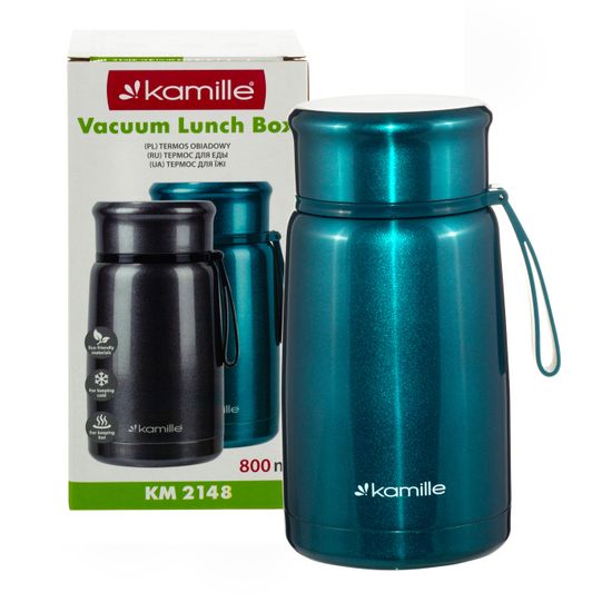 Термос для еды 800 мл. Kamille KM 2148 из нержавеющей стали с ложкой и ручкой