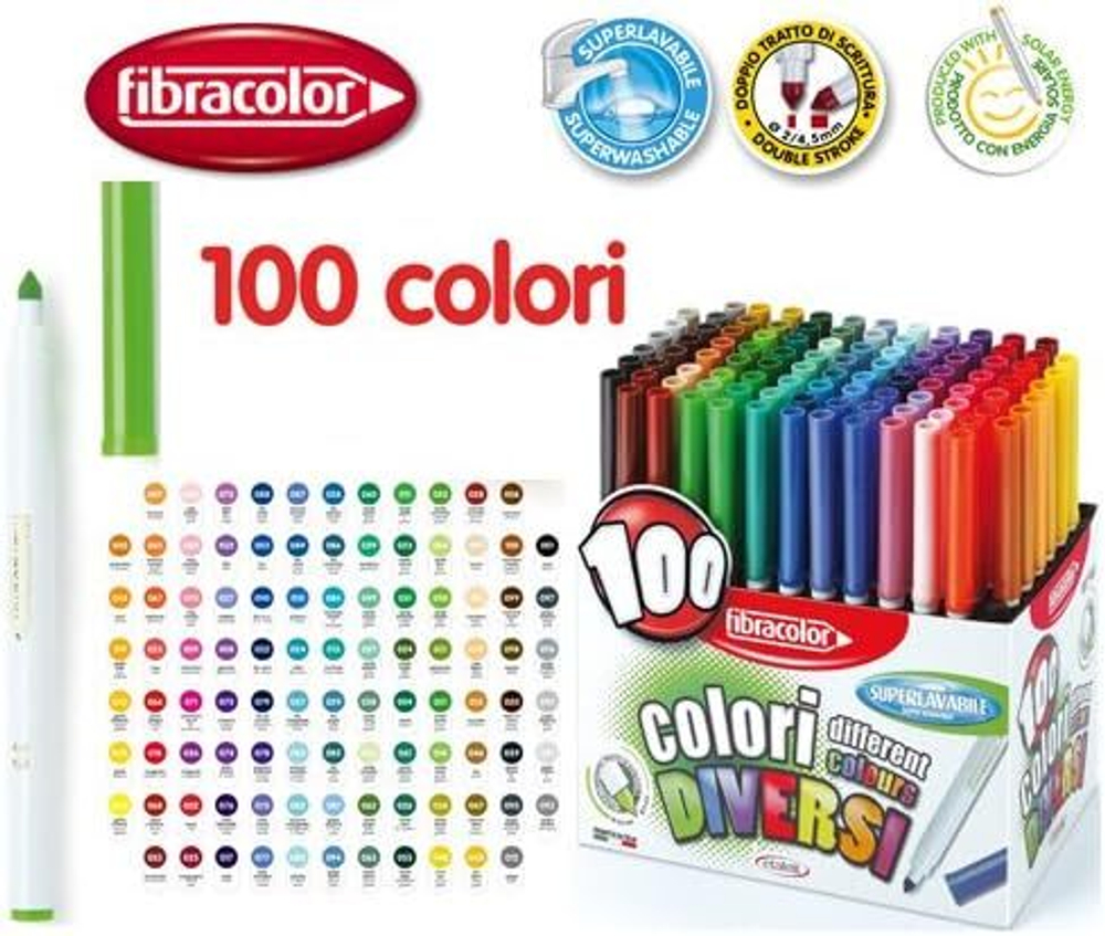 Маркеры Fibracolor 10560SW100SA, разноцветные, 100 шт.
