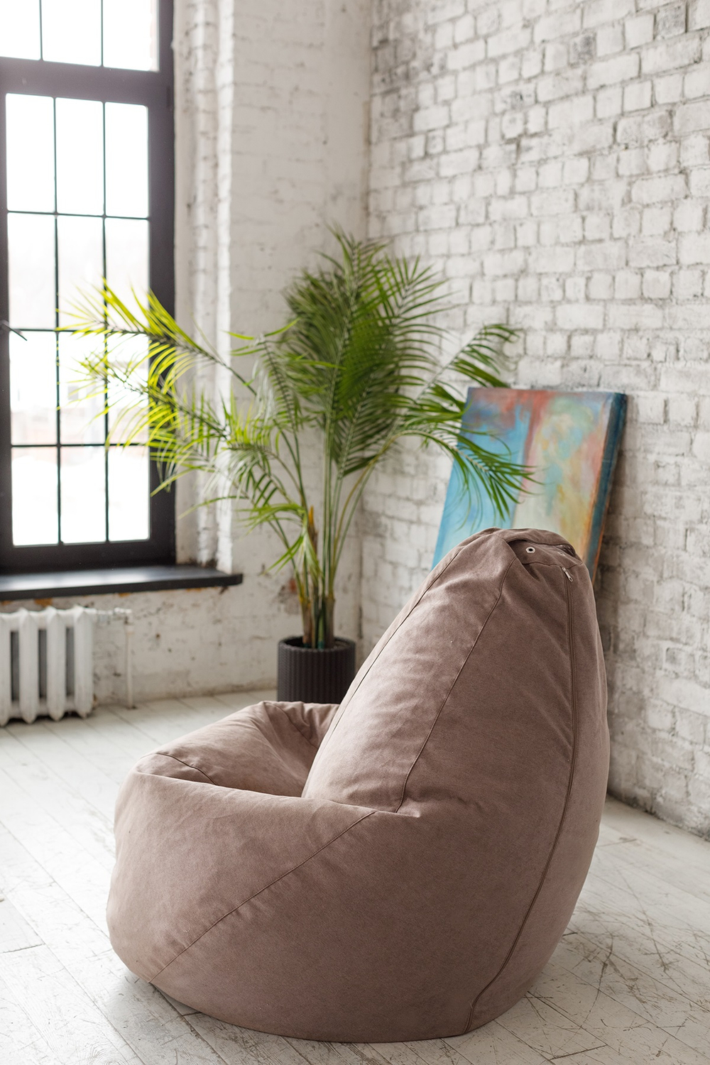 Кресло Мешок Груша Бежевый Велюр (XL, Классический)