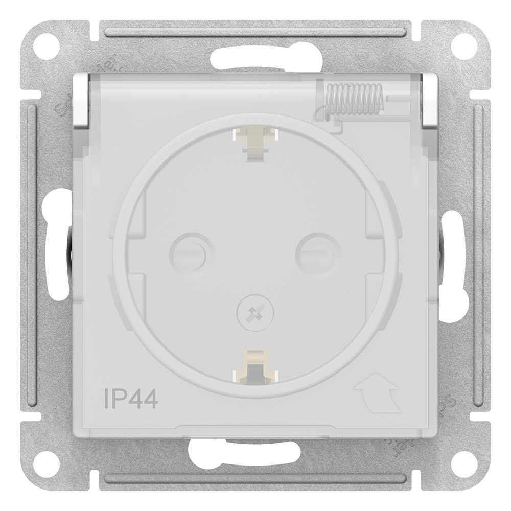 ATLASDESIGN AQUA РОЗЕТКА с заземл. со шт. с прозрач. крышк.,16А, IP44, мех,БЕЛЫЙ ATN440146