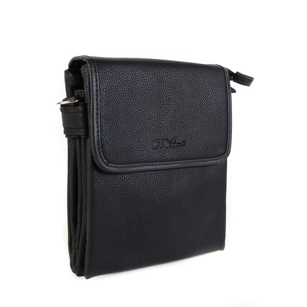 Мужская небольшая наплечная чёрная сумка-планшет из искусственной кожи Paulo Valenti TK21