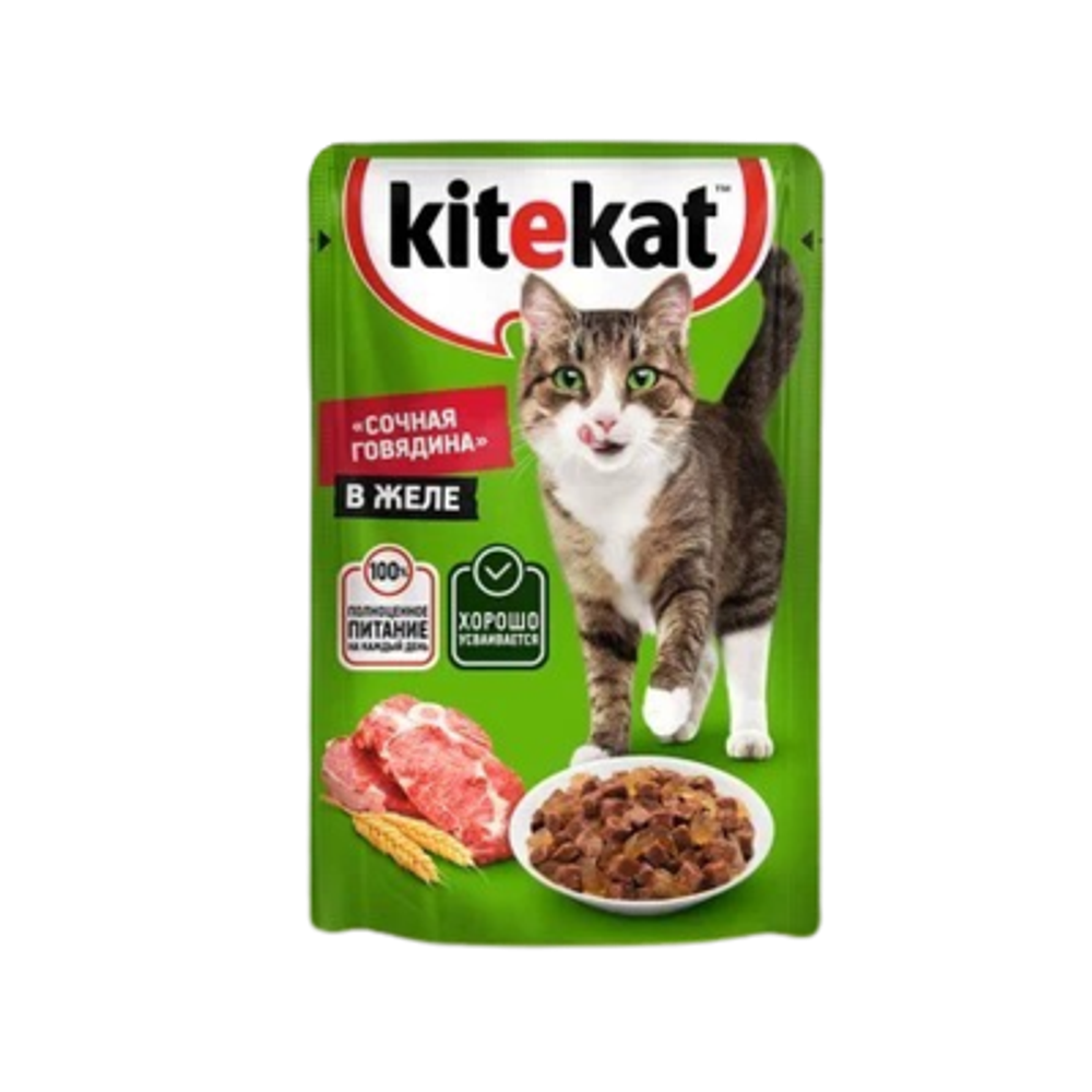 Kitekat POU 48x85g рагу с говядиной