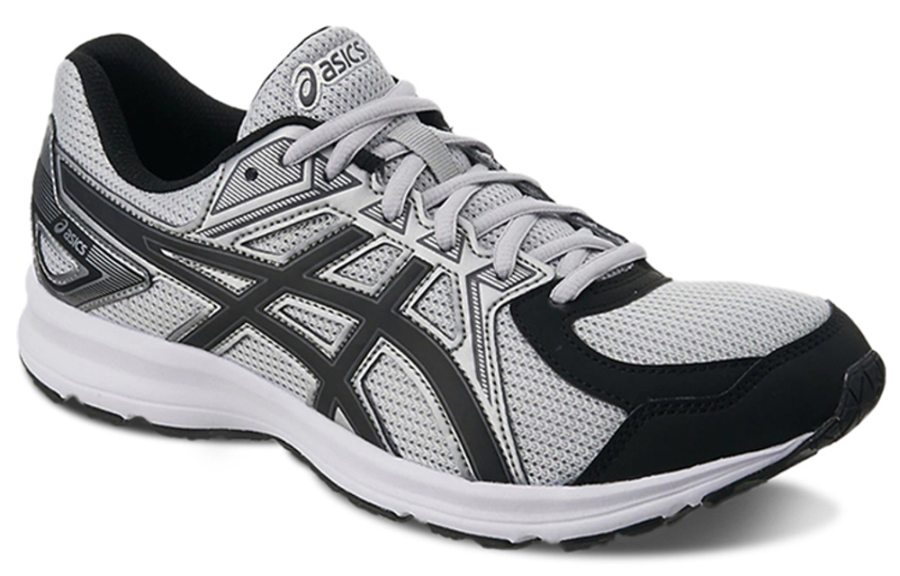 Asics Jog 100 2 fashionable and comfortable all-match mesh synthetic leather shock absorption non-slip low-cut casual running shoes for men and women the same gray and black