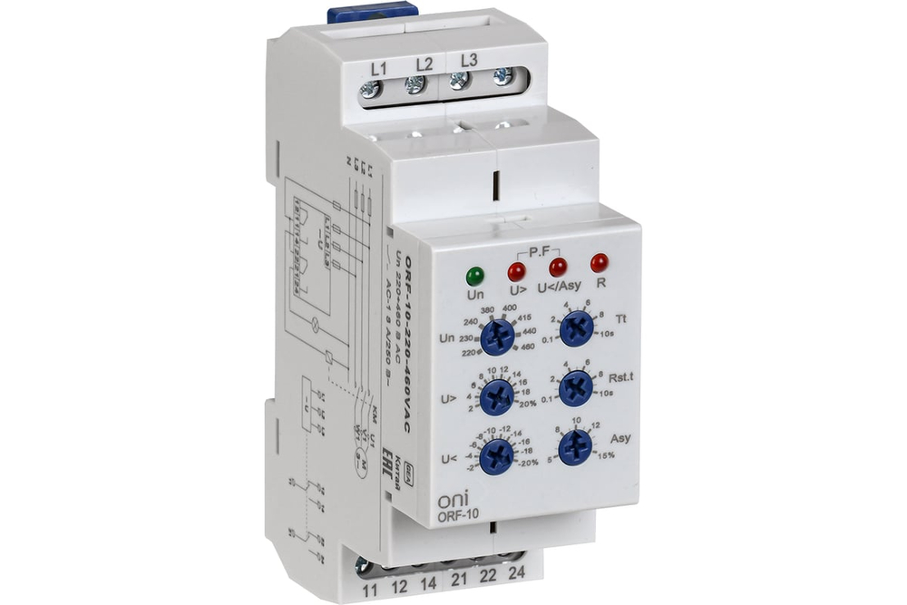 Реле контроля фаз ORF-10 3 фазы 2 контакта 220-460В AC ONI