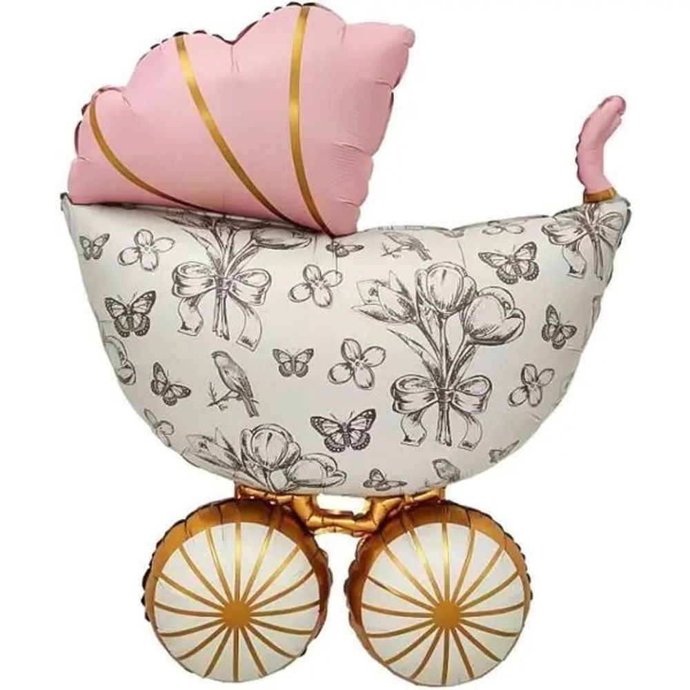 Фигура Коляска Ретро, Розовый, Сатин (Китай)