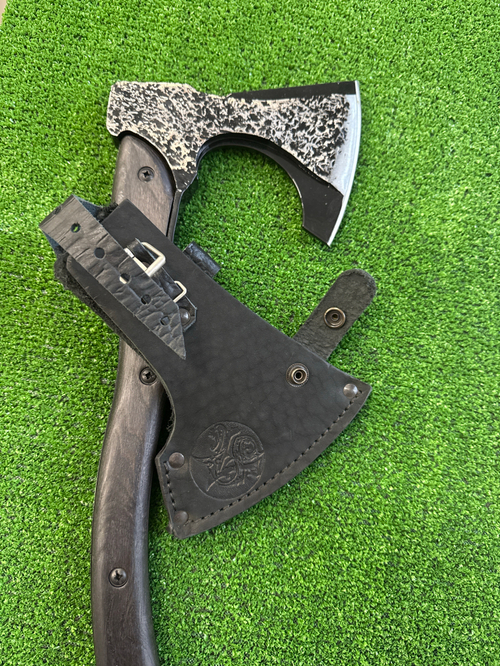 Чехол на топор «Варяг» черный с креплением на ремень нат кожа