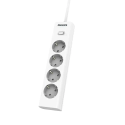 Сетевой фильтр удлинитель Philips CHP2145WC/51 с четырьмя стандартными розетками EU, с заземлением и защитой от перегрузок, 5 м, белый
