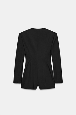 ZARA УКОРОЧЕННЫЙ КОМБИНЕЗОН-БЛЕЙЗЕР, ЧЕРНЫЙ