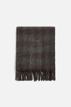 ZARA ШАРФ В КЛЕТКУ, ЧЕРНЫЙ