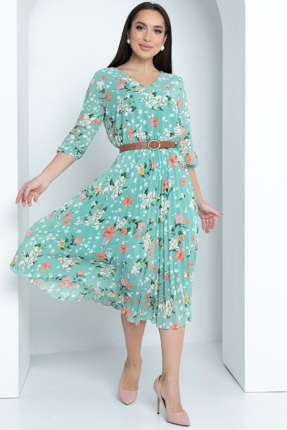 Платье Шифоновое гофре (мята) Diolche