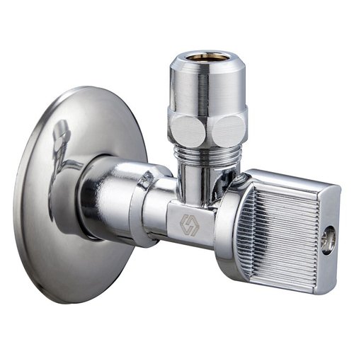 Кран латунный шаровой угловой MVI BV.464, DN 15-цанга 10, PN 10, для смесителя, наружная-M10, штуцер, бабочка