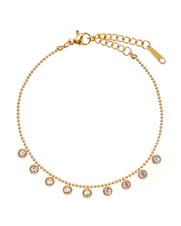 Браслет 5 циркониев на цепочке, золото