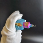 Ёлочная игрушка "Девочка с куклой", подвесная, стекло, ручная роспись, винтаж времён СССР 1960-1980 гг. Советские ёлочные игрушки и украшения. Состояние на фото.