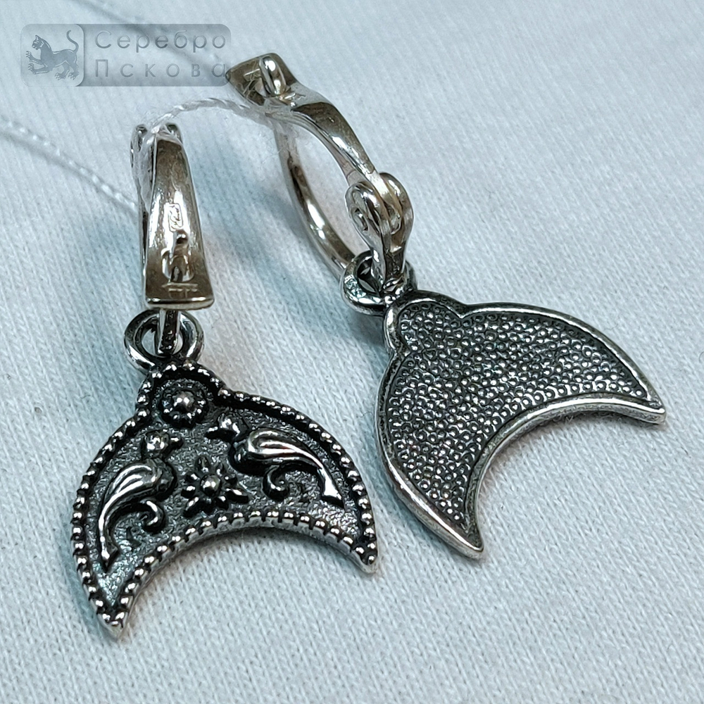 Серьги "Лунница" с птичками мал.