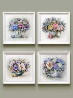 Картины на стену интерьерные на холсте 4 шт, 23*23 см