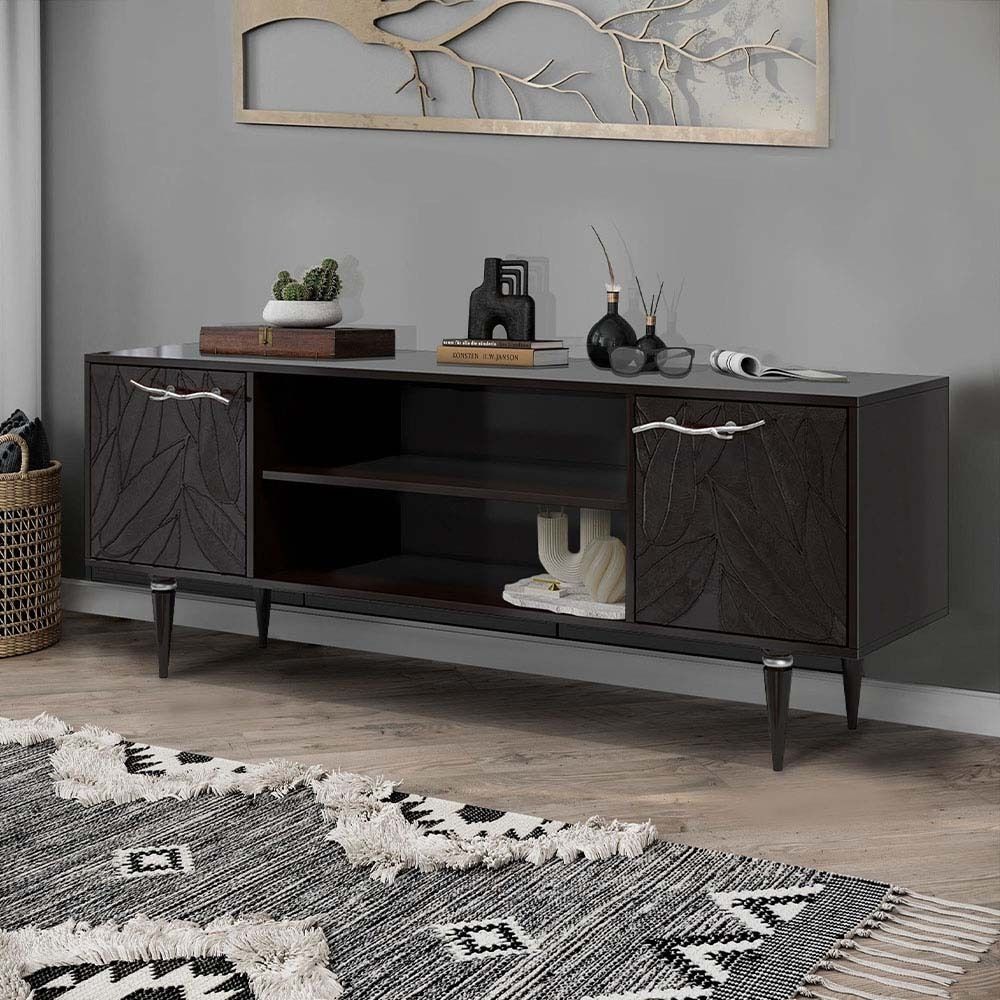 Тумба под ТВ Арт Колор leaves 155см Классик Сильвер Терпкий коричневый