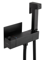 Смеситель с гигиеническим душем и термостатом встраиваемый WONZON & WOGHAND, Черный матовый (WW-88819903-MB)