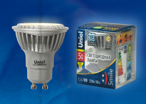 LED-JCDR-5W/WW/GU10/FR ALS01SL Лампа светодиодная. Материал корпуса алюминий. Цвет свечения теплый белый. Упаковка пластик