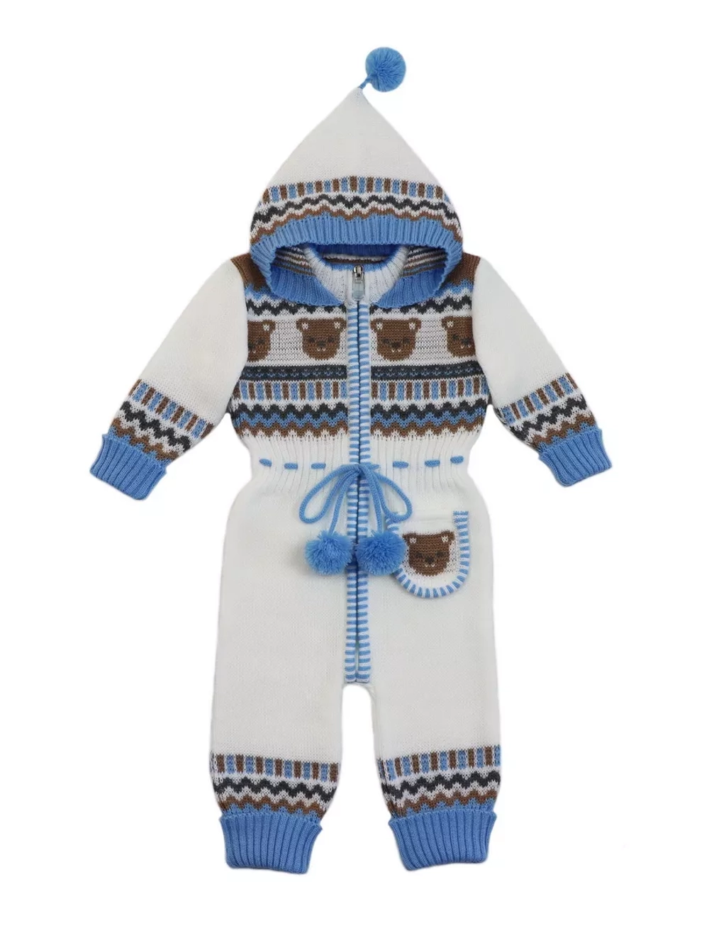 Вязаный комбинезон для новорожденных и малышей на молнии