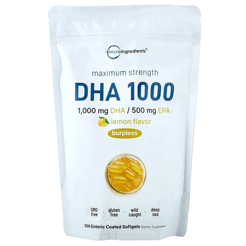 Micro Ingredients, ДГК 1000, со вкусом лимона, 200 капсул, покрытых кишечнорастворимой оболочкой