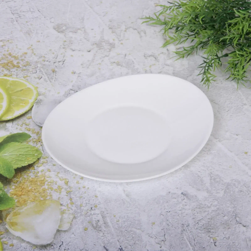 Тарелка «White magic» 21,5*18,5см стеклокерамика Полоска