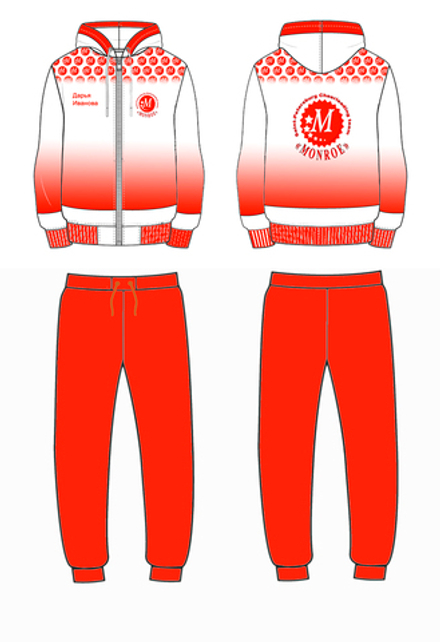 Костюм спортивный командный красный с градиентом и лого