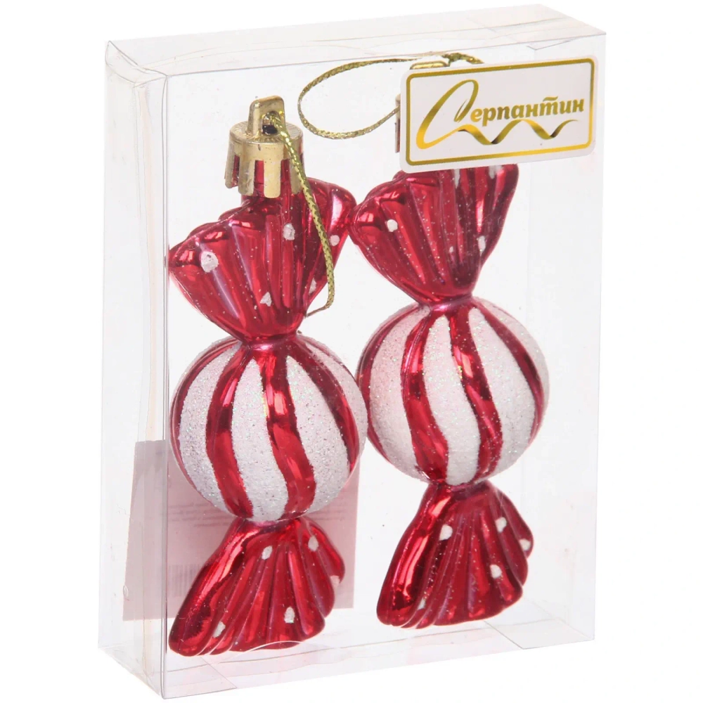 Ёлочные игрушки «Таинственное очарование» Конфетки 8 см (набор 2шт), красный