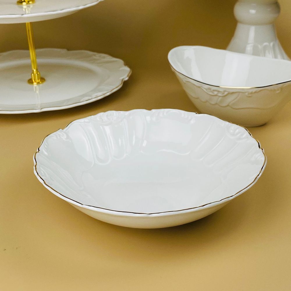 Lenardi 109-248 Салатник 18,5х4,5см КРОКУС ЗОЛОТО в под.уп.(х24)Фарфор