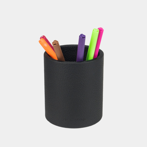 Подставка для ручек из натуральной кожи теленка, черного цвета