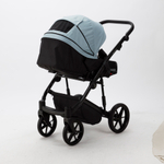 Детская универсальная коляска Adamex MOBI PS-41 (3в1) Серо-голубой, серо-голубая экокожа