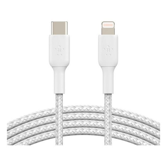 Кабель Belkin Boost Charge Braided USB-C - Lightning 2 м (CAA004bt2MWH) белый