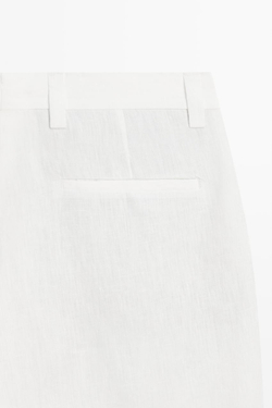 Massimo Dutti Брюки из 100% льна с вытачками, белый