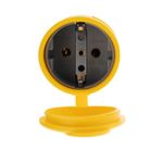 Розетка влагозащищенная переносная с крышкой 1 гнездо, с/з, 16А, IP54, каучук, желтая REXANT