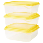 Набор контейнеров PRUTA, прозрачный/желтый, 3 шт, 0.6 л, полипропилен/полиэтилен