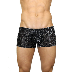 Мужские трусы боксеры черные с принтом под велюр Romeo Rossi Black Boxer RR00222