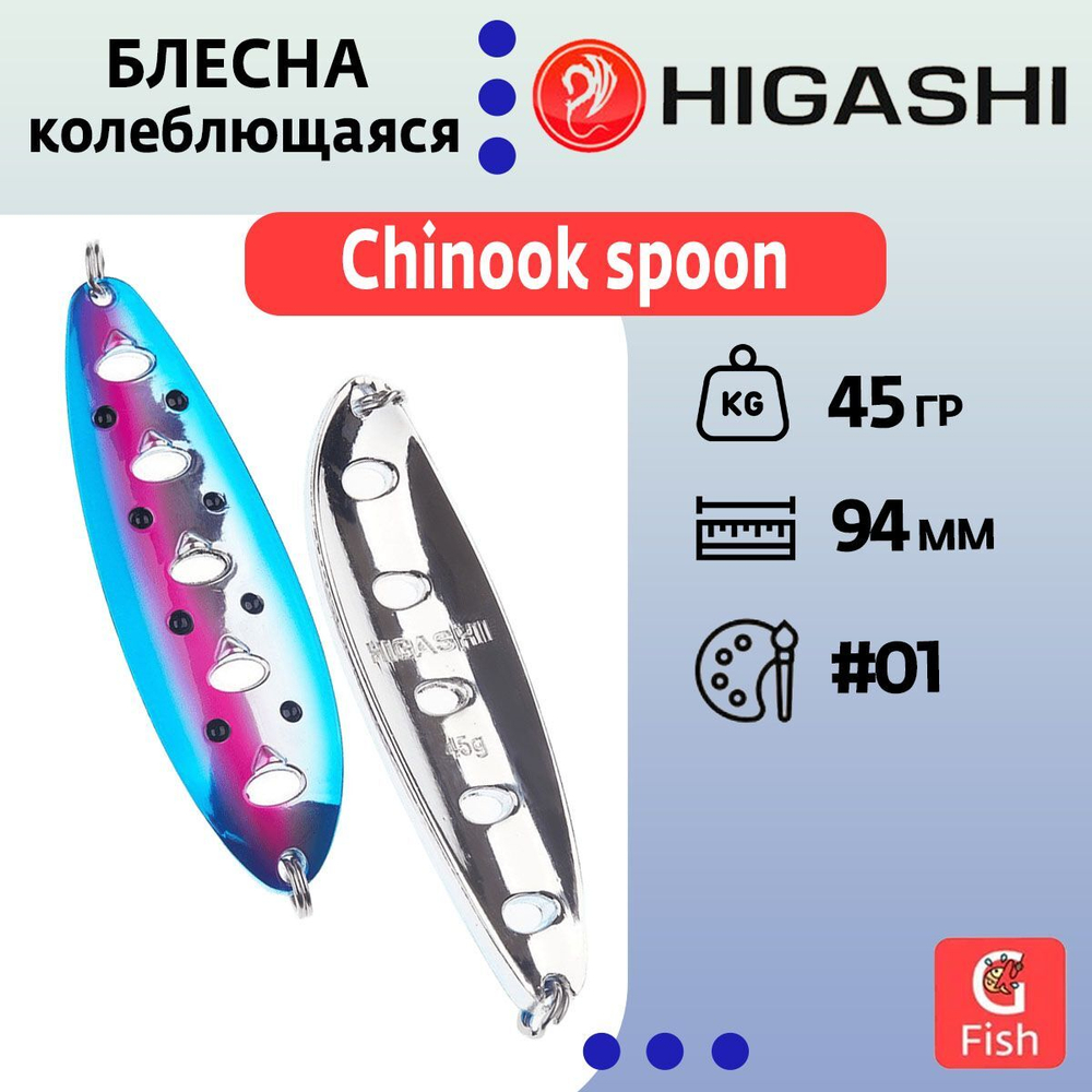 Блесна колеблющаяся HIGASHI Chinook spoon 45g #01