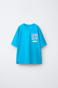 ZARA ФУТБОЛКА С НАДПИСЬЮ, СИНИЙ/БЕЛЫЙ