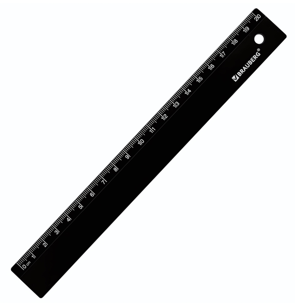 Линейка пластик 20см. черная (BRAUBERG)