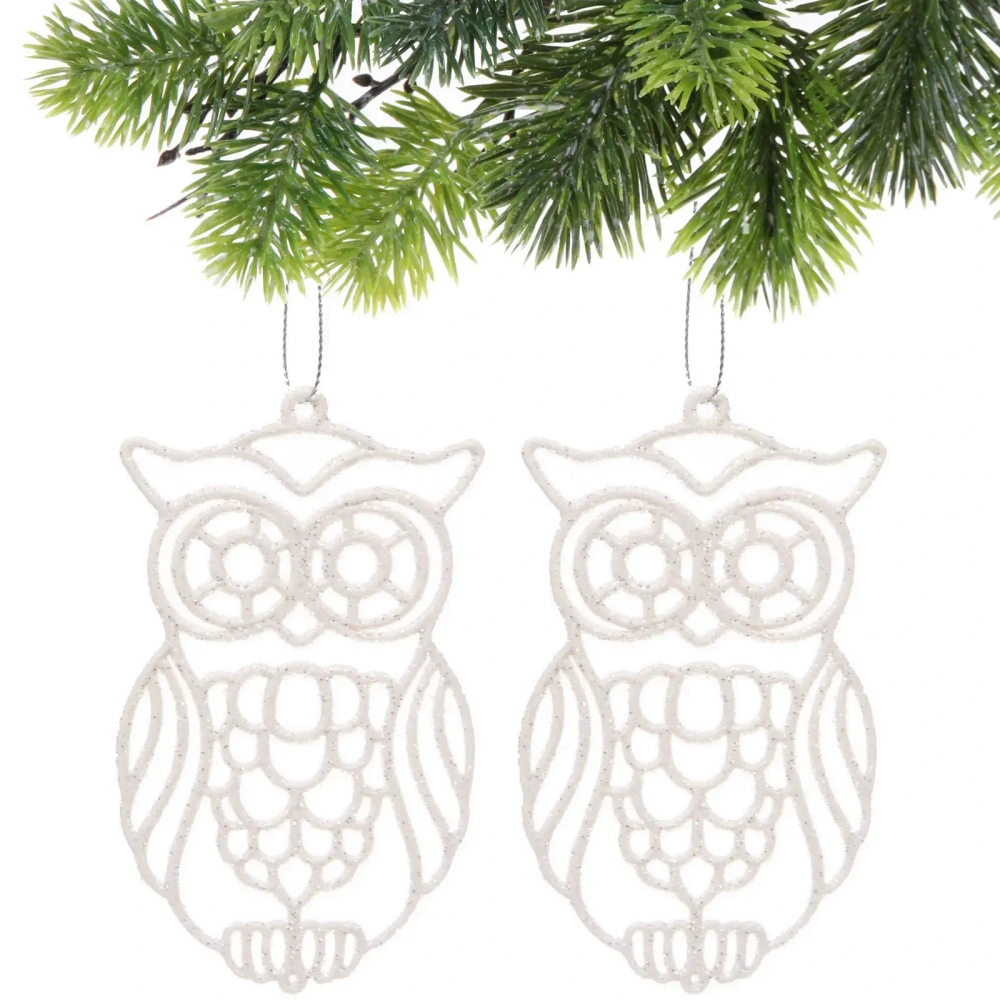 Подвеска «Мудрая сова» 10 см (набор 2 шт), белый