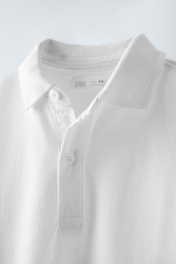 ZARA НАБОР ИЗ 2 БАЗОВЫХ ПОЛО ИЗ ТКАНИ ПИКЕ, БЕЛЫЙ