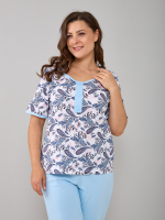 Пижама с бриджами КД-063/голубой-белыеогурцы