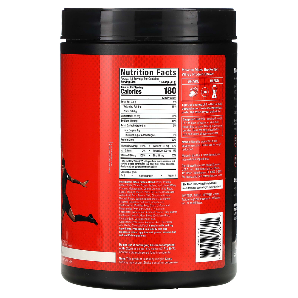 SIXSTAR, 100% Whey Protein Plus, сывороточный протеин, со вкусом печенья с кремом, 839 г (1,85 фунта)