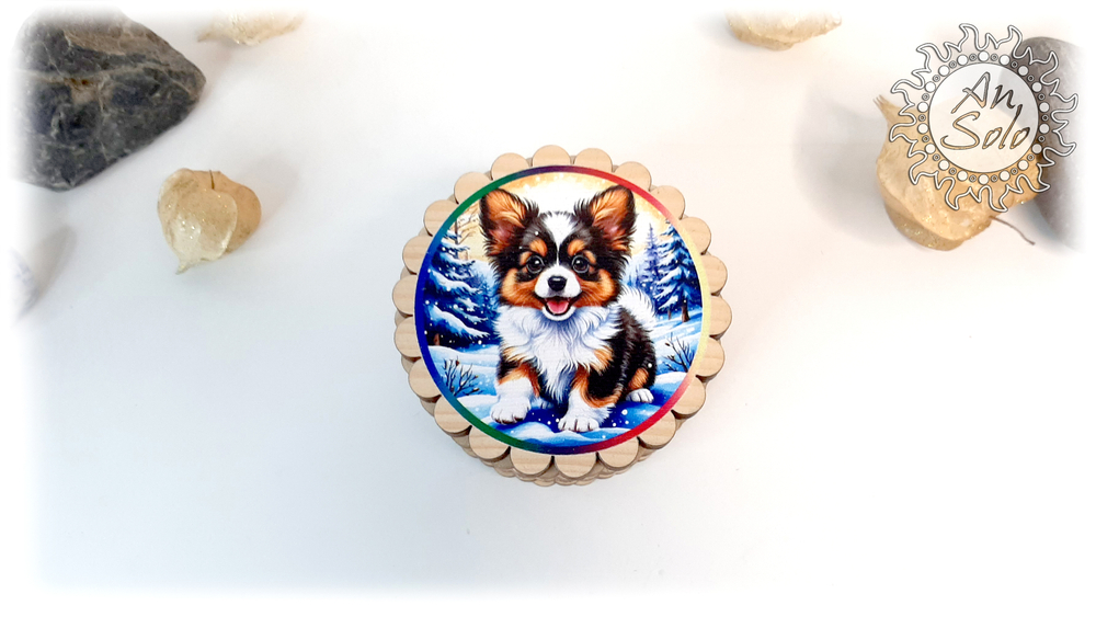 Мини-шкатулка "Щенок "Папиньон"