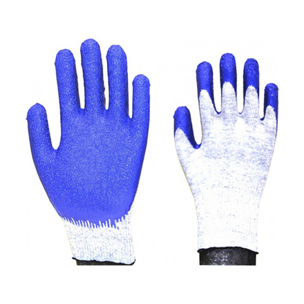 Перчатки х/б с латексом, рельефное покрытие, синие