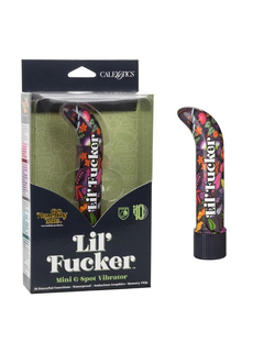Черный мини-вибратор с цветочным принтом Lil Fucker Mini G-Spot Vibrator - 12,75 см.
