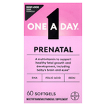 One-A-Day, Пренатальный прием 1 с фолиевой кислотой, ДГК и железом, 60 мягких таблеток