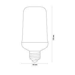 LED-L60-6W-FLAME-E27-FR PLD01WH Лампа светодиодная декоративная с типом свечения эффект пламени. Форма цилиндр. матовая. Картон. ТМ Uniel.